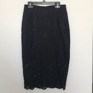 H&M black lace pencil skirt